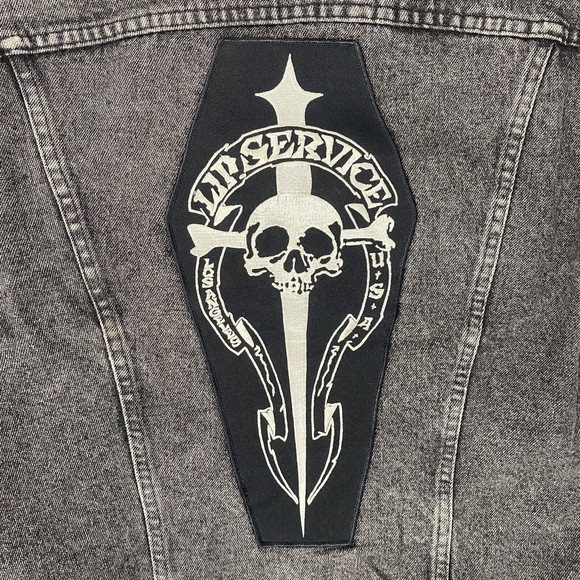 Lip Service Coffin Patch on Vtg Arizona Jean Co Jacket Sz L - Picture 2 of 10